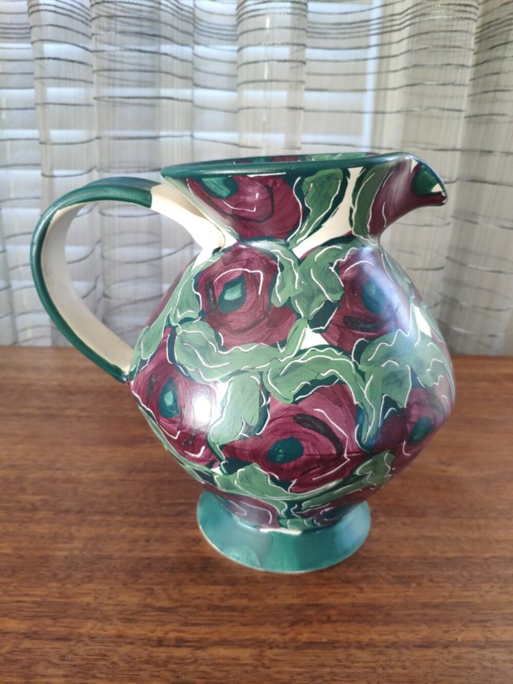 Studio Art Pottery Jug Hand Painted VTG Pitcher Vase Signed Keffer 7.5"